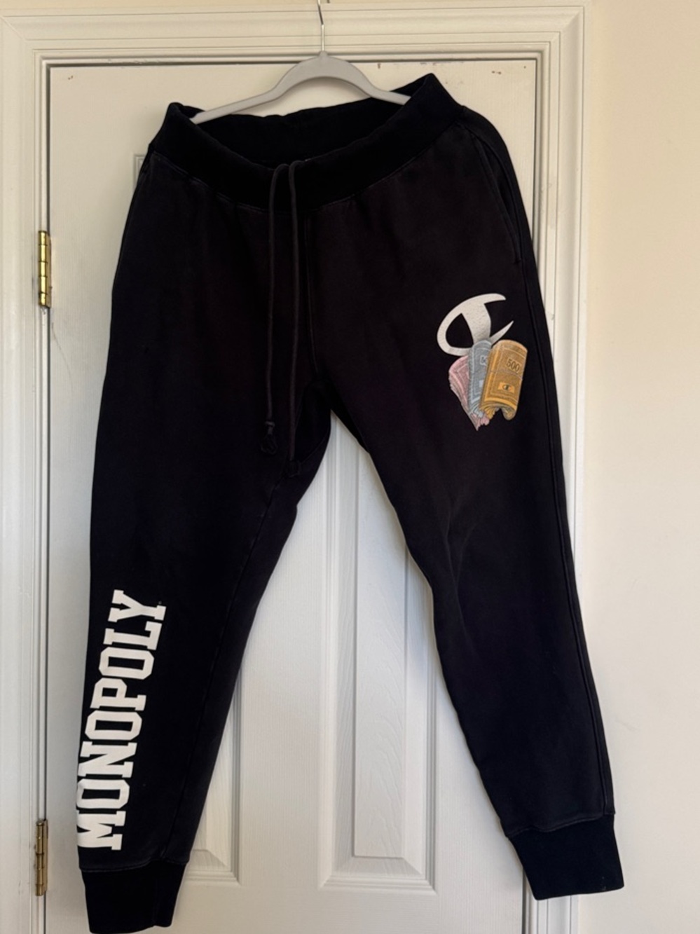 Champion Black Joggers with Monopoly Graphic & Logo Patch